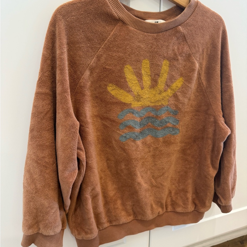 H&M Brown Sweatshirt with Yellow Sunburst